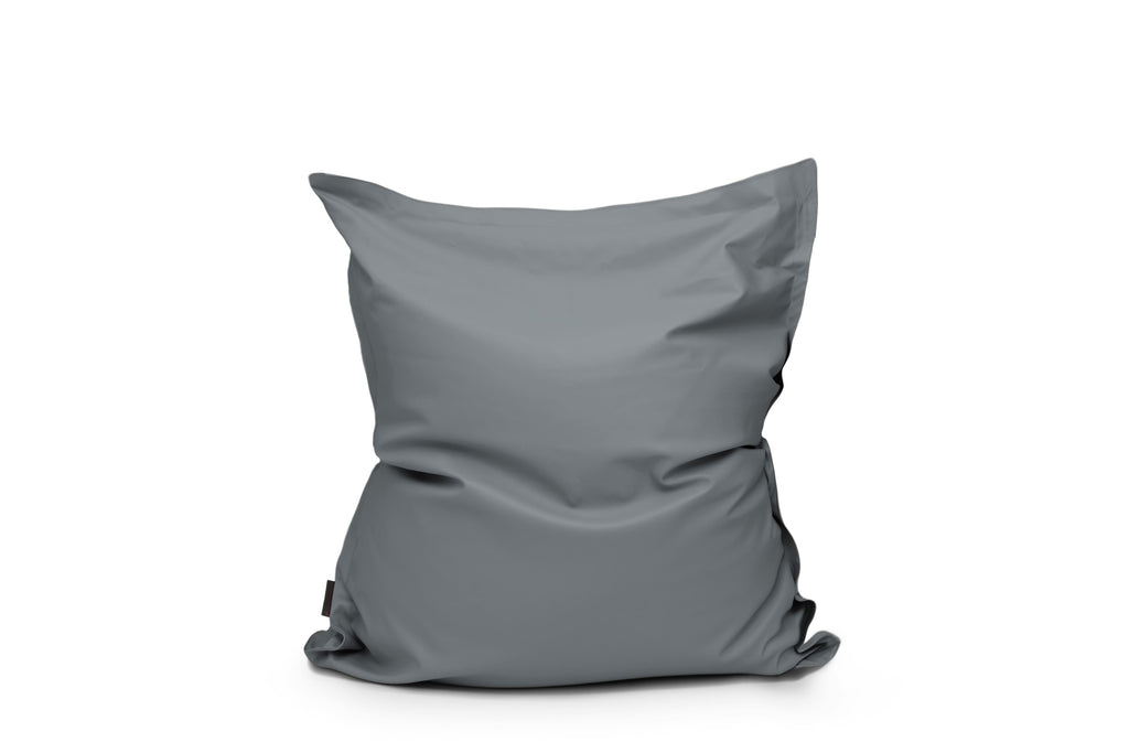 Petit Coussin Pouf Cuir Gris Acier