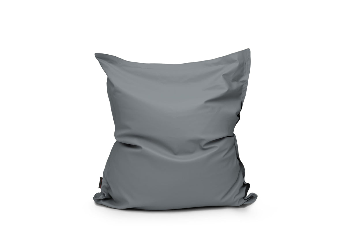 Petit Coussin Pouf Cuir Gris Acier
