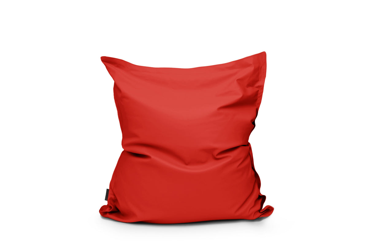 Petit Coussin Pouf Cuir Rouge Garance