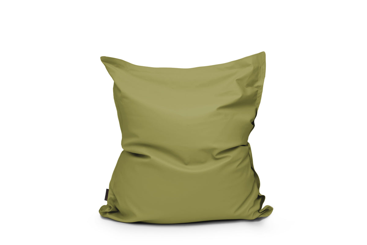 Petit Coussin Pouf Cuir Vert Kaki