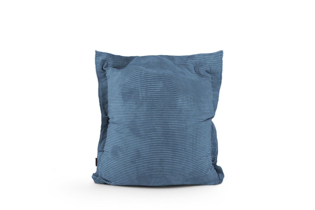 Petit Coussin Pouf Velours Cotelé Bleu Canard