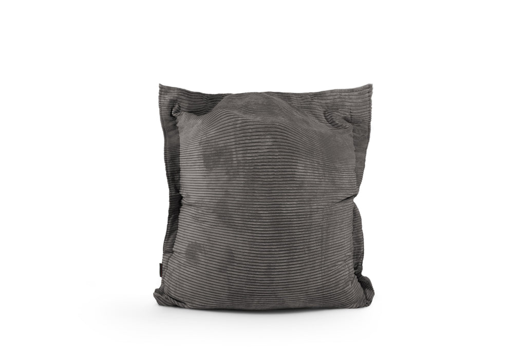 Petit Coussin Pouf Velours Cotelé Gris Anthracite