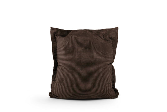 Petit Coussin Pouf Velours Cotelé Marron Chocolat