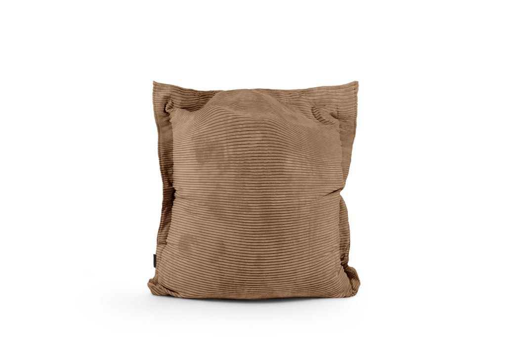 Petit Coussin Pouf Velours Cotelé Marron Noisette