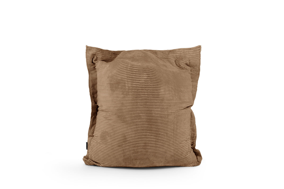 Petit Coussin Pouf Velours Cotelé Marron Noisette