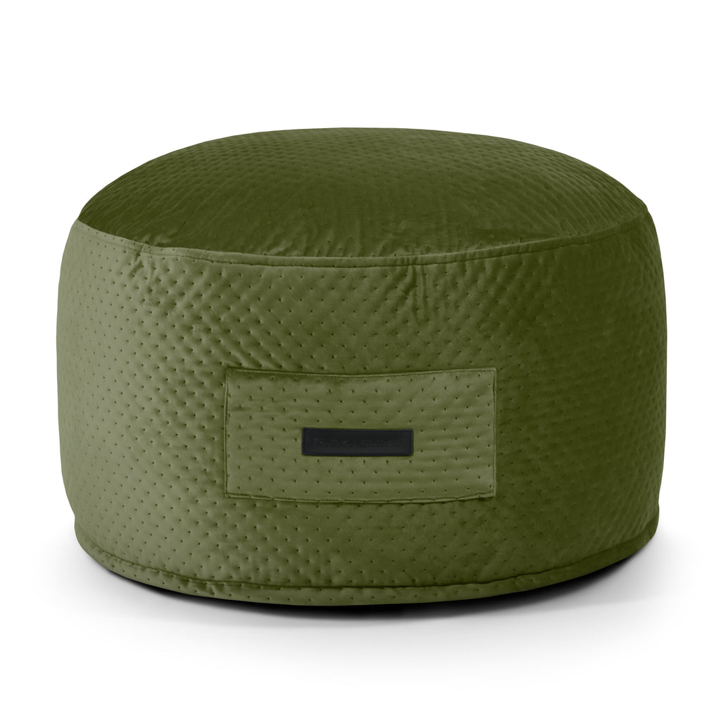 Petit Pouf Capitonné Vert Olive