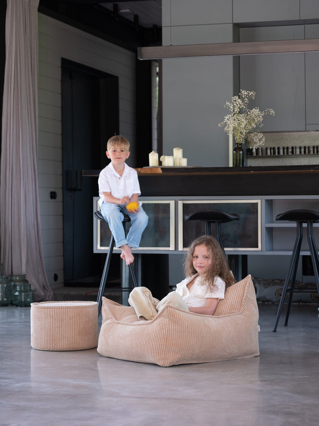 Petit Pouf Enfant Beige