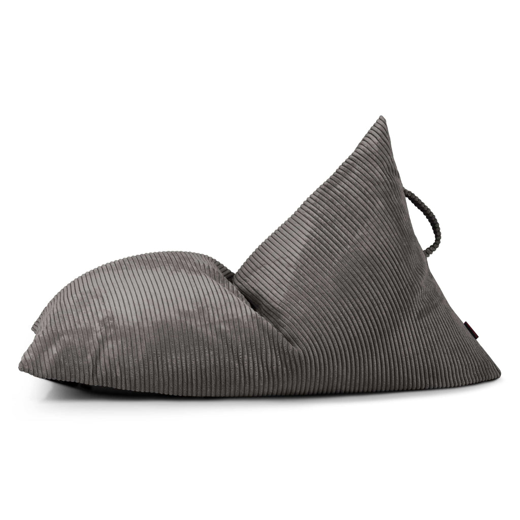 Petit Pouf Poire en velours côtelé Gris Anthracite Beaumont Concept