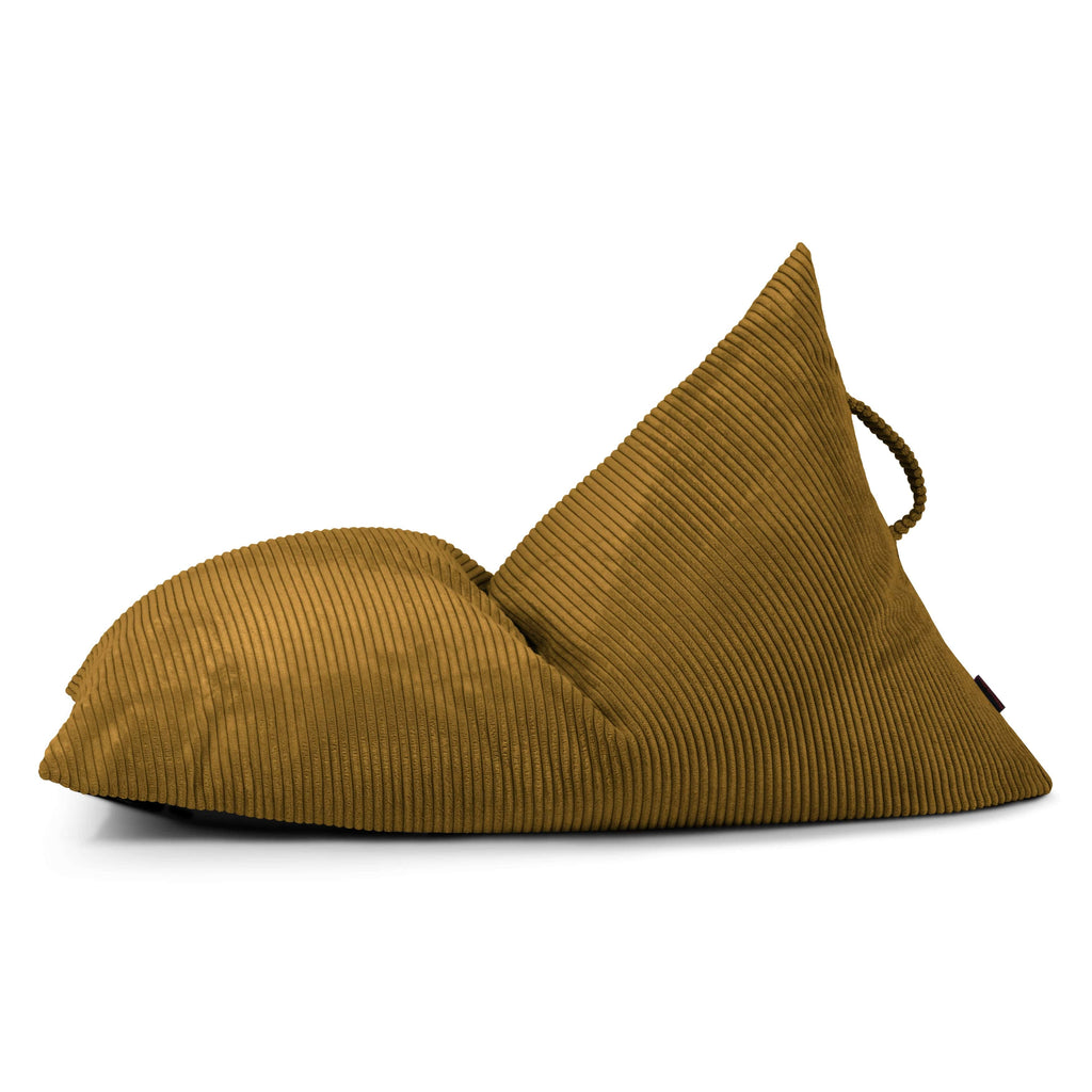 Petit Pouf Poire en velours côtelé Jaune Ocre Beaumont Concept