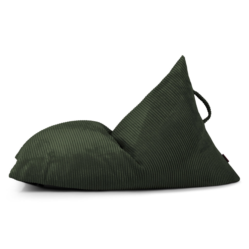 Petit Pouf Poire en velours côtelé Vert Forêt Beaumont Concept