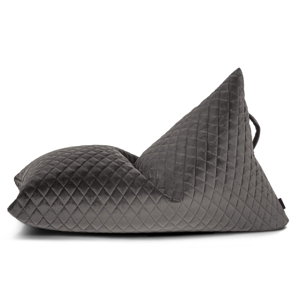 Petit Pouf Poire en velours royal Gris Anthracite Beaumont Concept