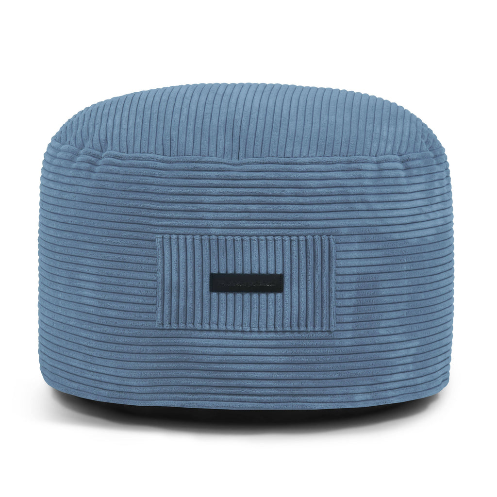 Petit Pouf Velours Cotelé Bleu Canard