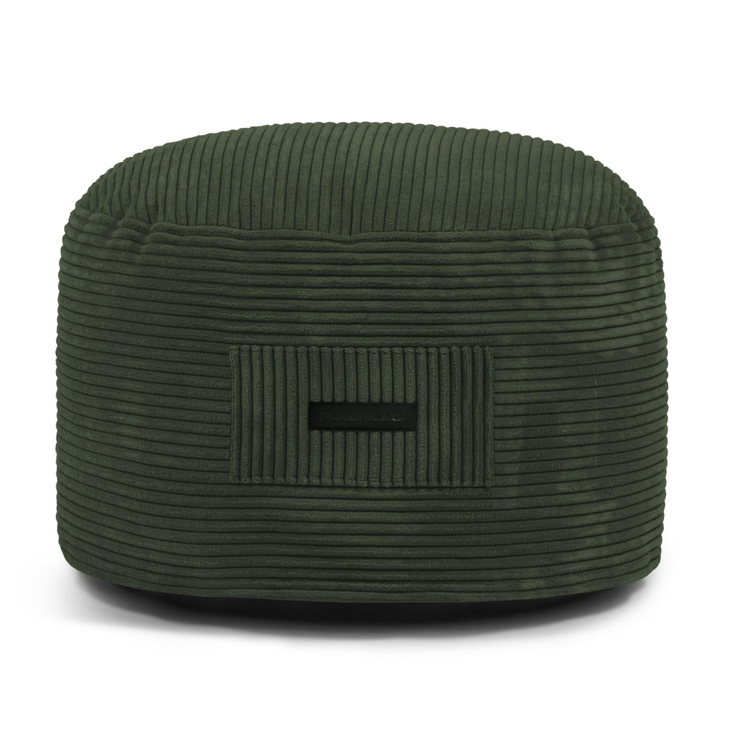 Petit Pouf Velours Cotelé Vert Forêt