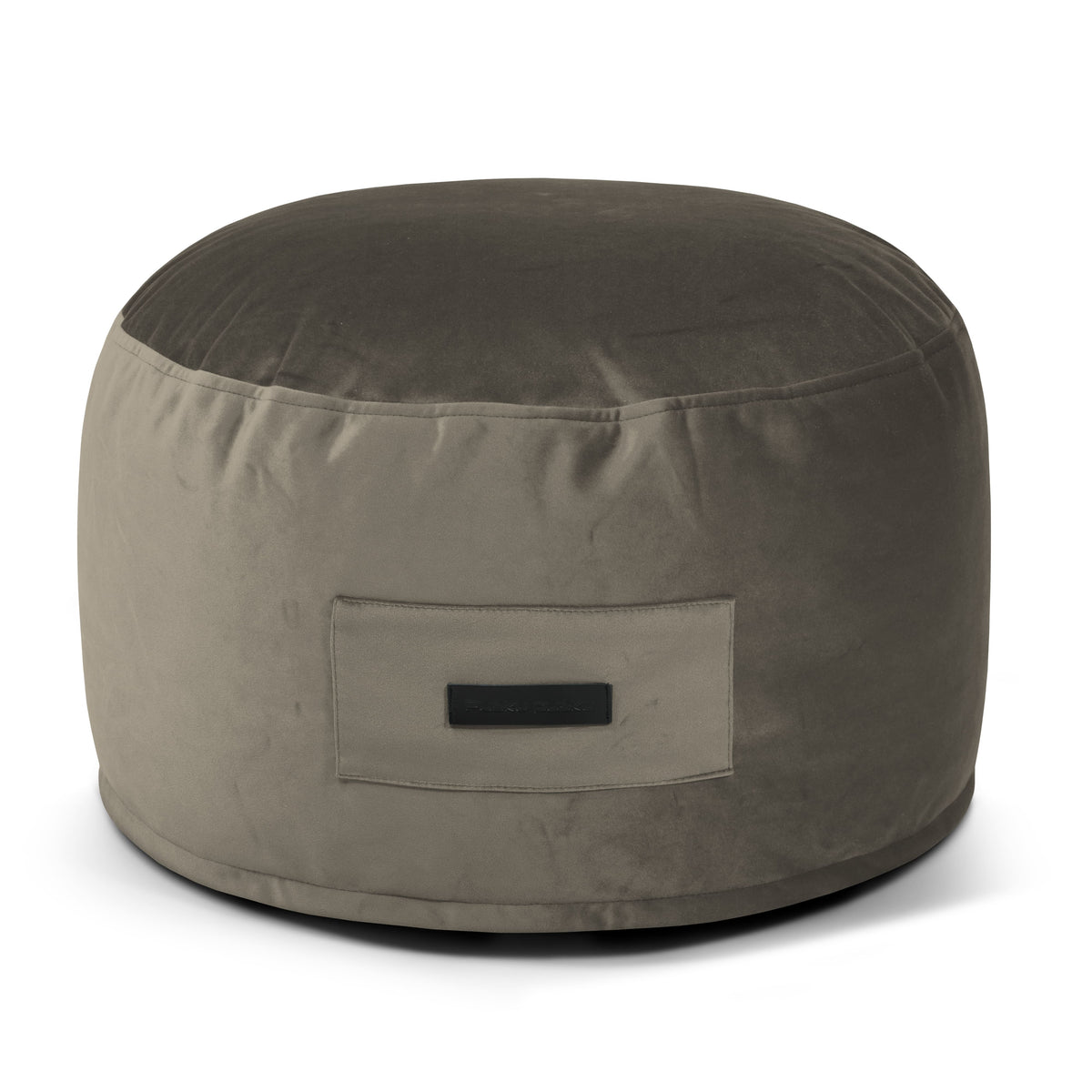 Petit Pouf Velours Gris Taupe