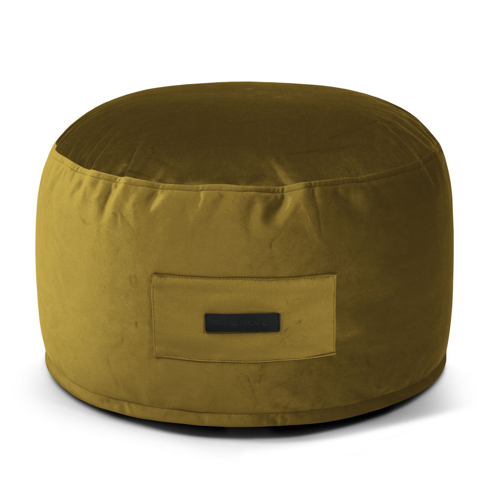Petit Pouf Velours Vert Olive