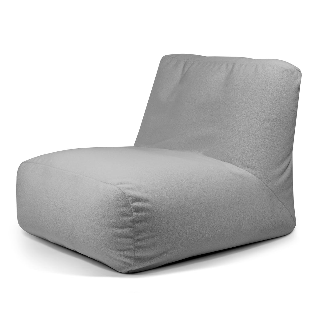 Pouf 2 places en Bouclette Gris Acier