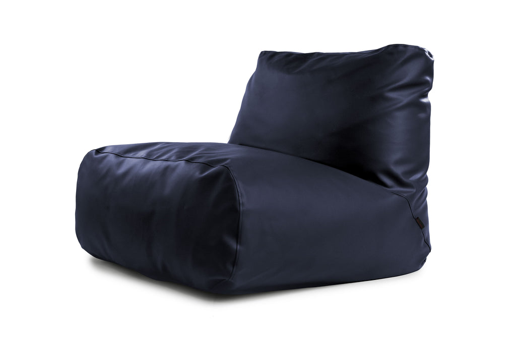Pouf 2 places en Cuir Bleu Marine