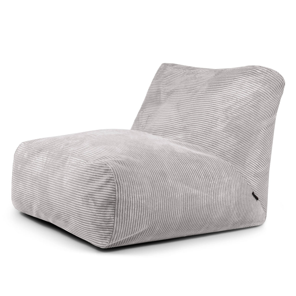 Pouf 2 places en Velours Côtelé Gris Perle