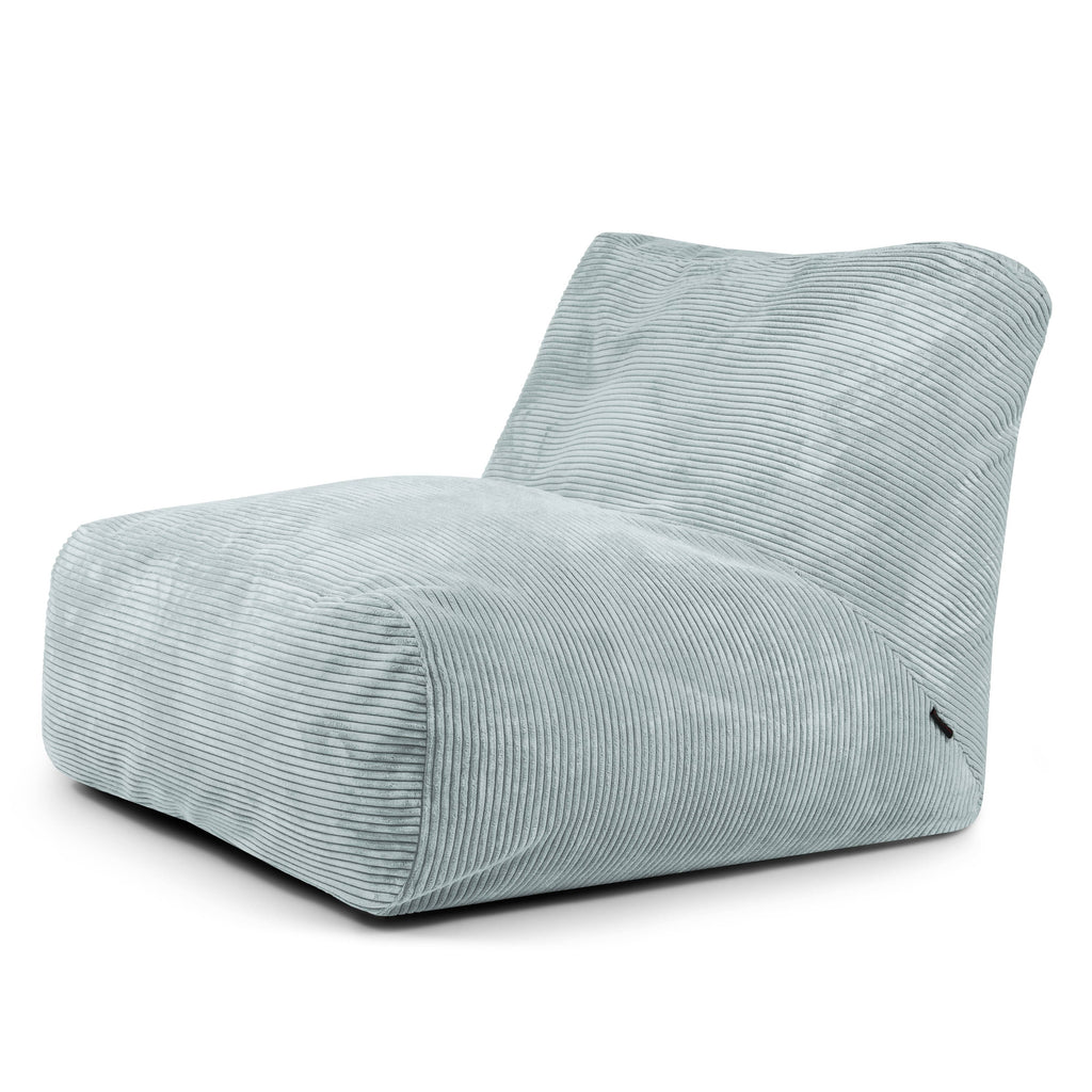 Pouf 2 places en Velours Côtelé Vert d'eau