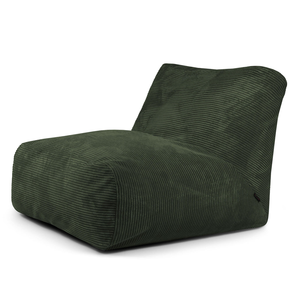 Pouf 2 places en Velours Côtelé Vert Forêt