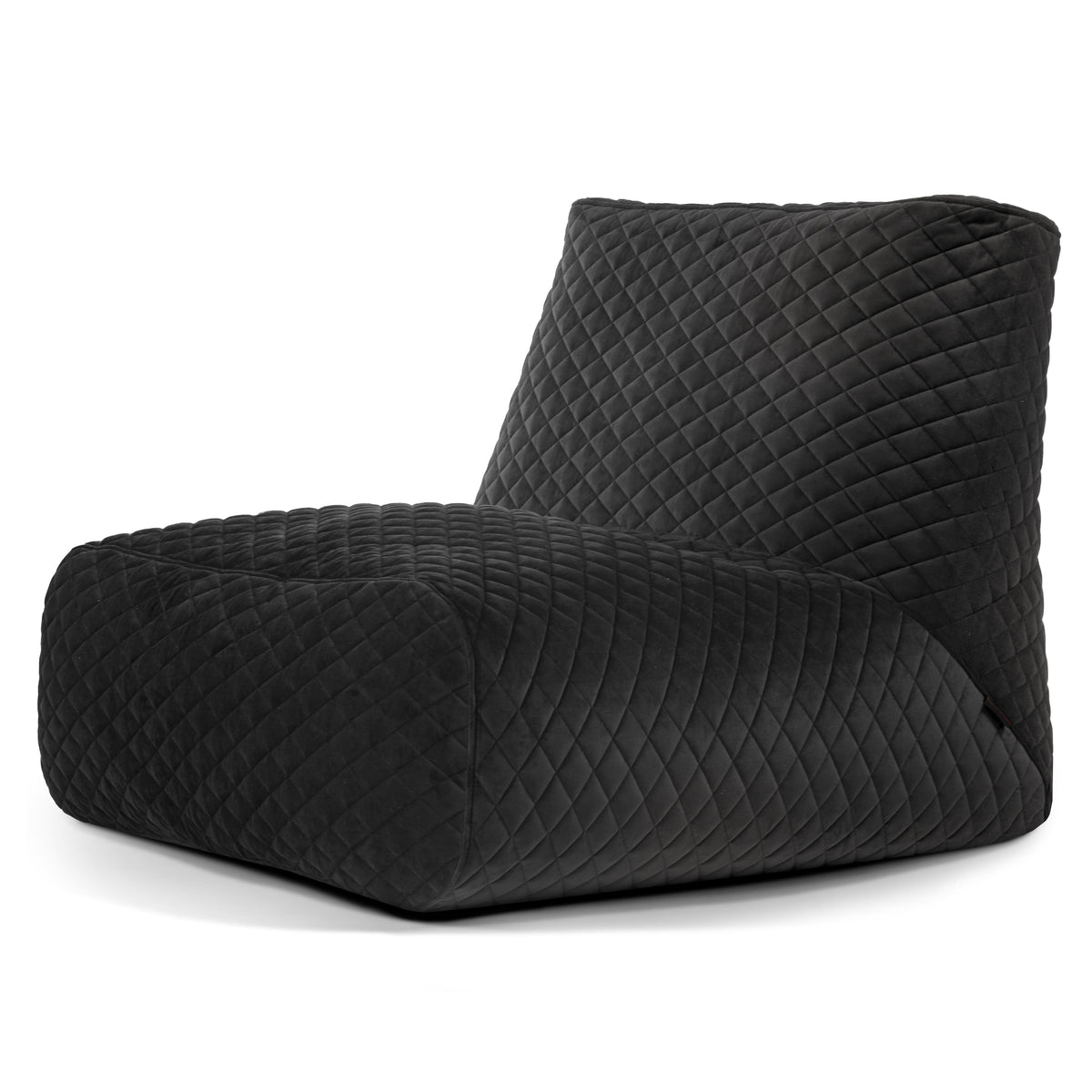 Pouf 2 places en Velours Matelassé Noir Profond