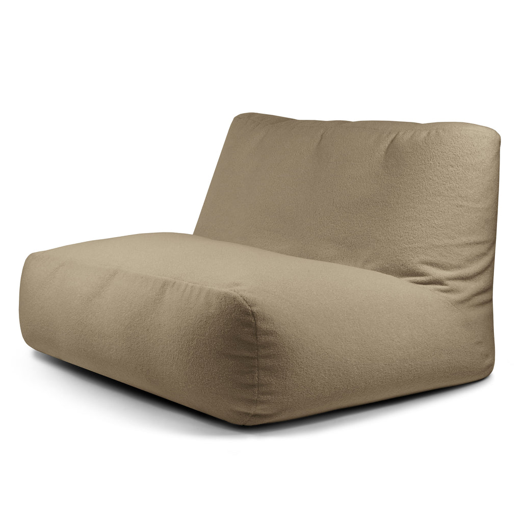 Pouf 2 places Géant en Bouclette Marron Noisette