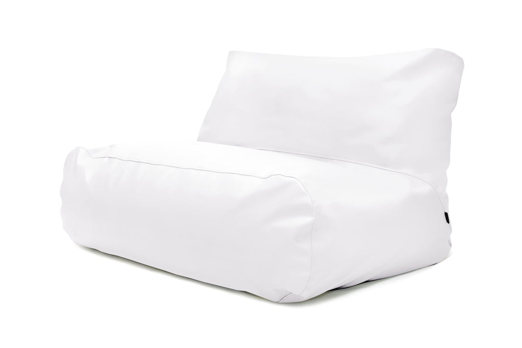 Pouf 2 places Géant en Cuir Blanc Neige