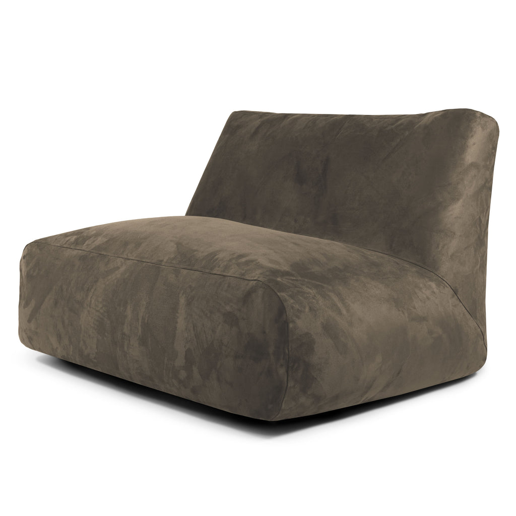 Pouf 2 places Géant en Suede Marron Chocolat