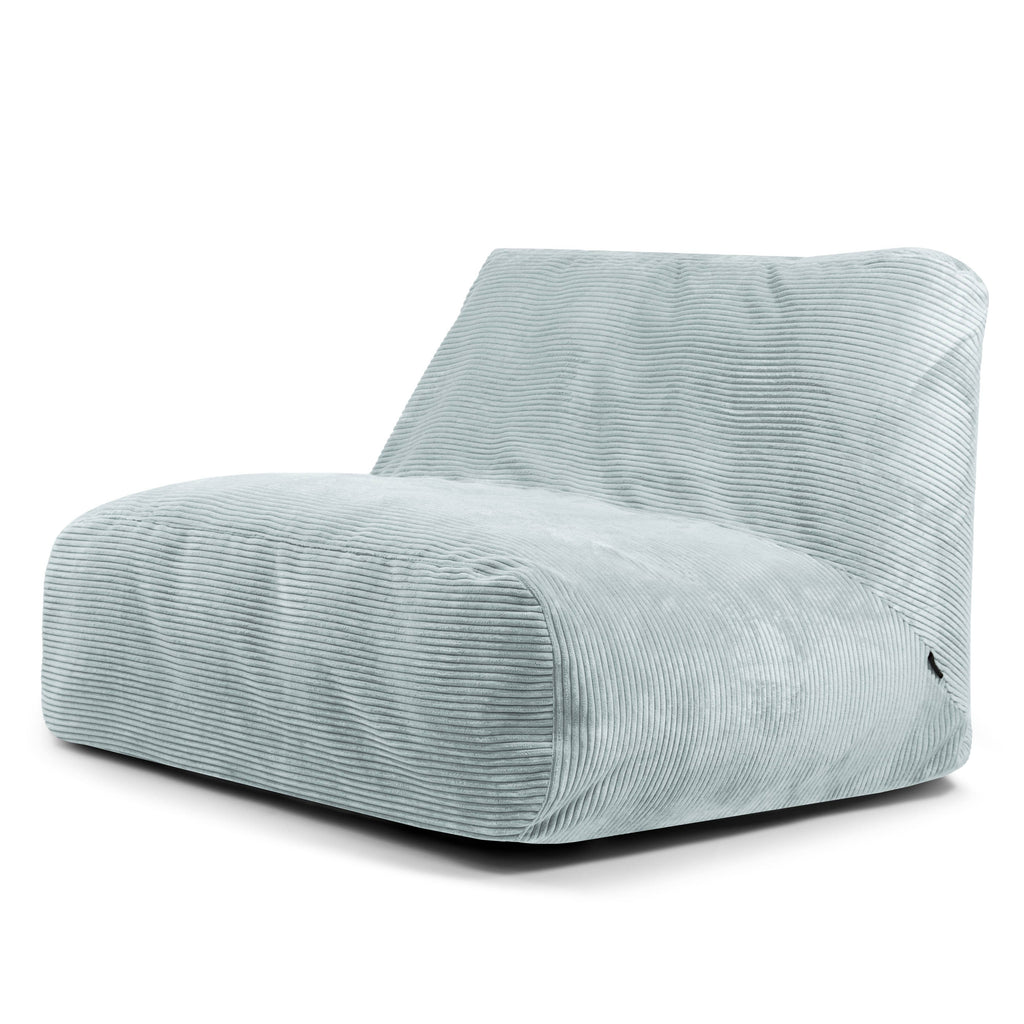 Pouf 2 places Géant en Velours Côtelé Vert d'eau