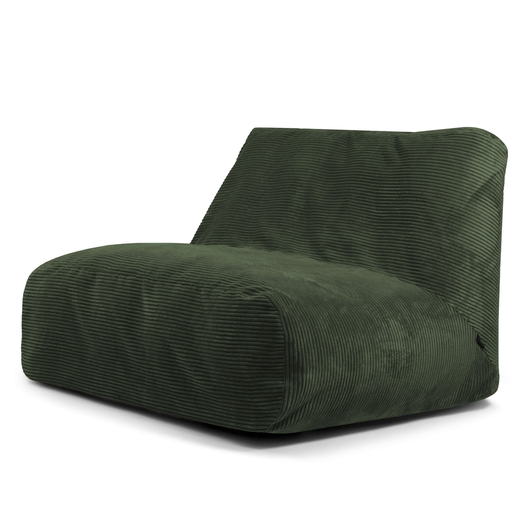 Pouf 2 places Géant en Velours Côtelé Vert Forêt