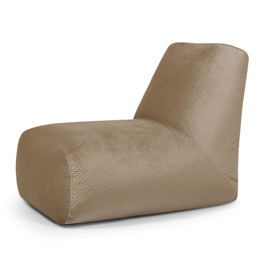 Pouf avec Dossier en Velours Capitonné Marron Café