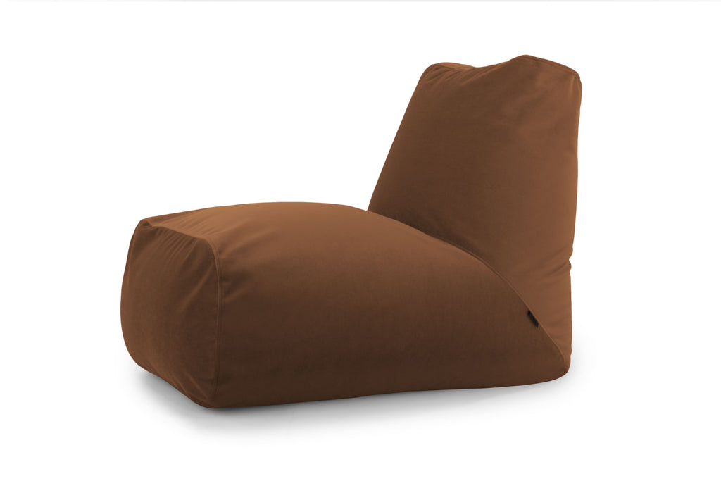 Pouf avec Dossier en Velours Marron Café