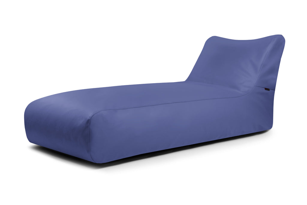 Pouf Bain de Soleil en Cuir Bleu de France
