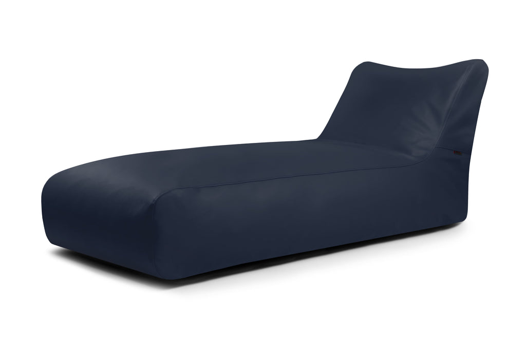 Pouf Bain de Soleil en Cuir Bleu Marine