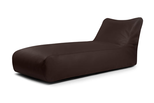 Pouf Bain de Soleil en Cuir Marron Chocolat