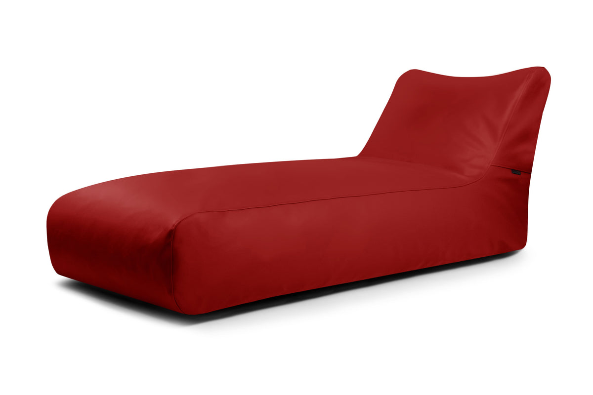 Pouf Bain de Soleil en Cuir Rouge Bordeaux