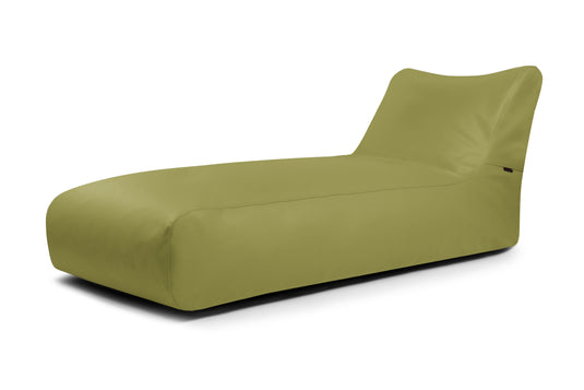 Pouf Bain de Soleil en Cuir Vert Kaki