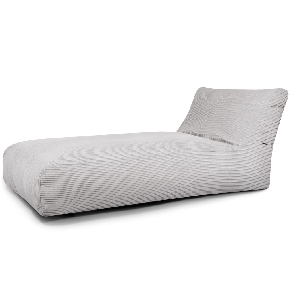 Pouf Bain de Soleil en Velours Côtelé Gris Perle