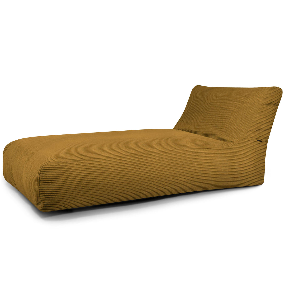 Pouf Bain de Soleil en Velours Côtelé Jaune Ocre