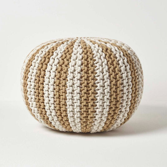 Pouf Bonbon Beige et blanc / 35 x 40