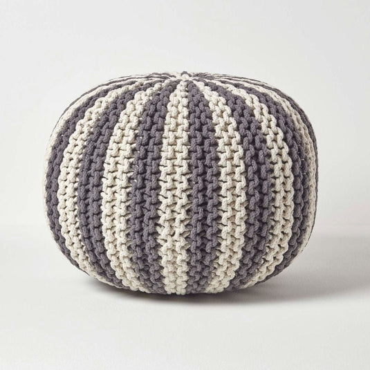 Pouf Bonbon Gris et blanc / 35 x 40