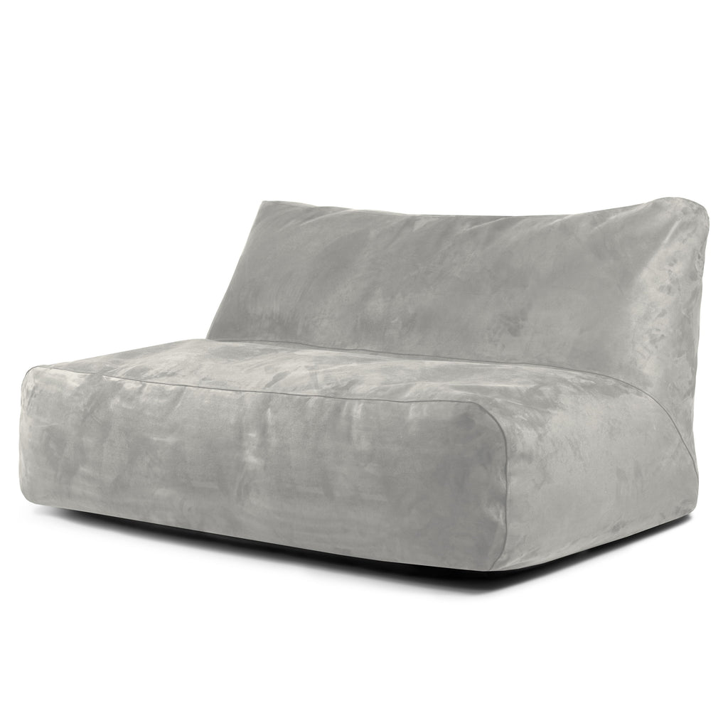 Pouf Canapé 3 places en Suede Gris Perle