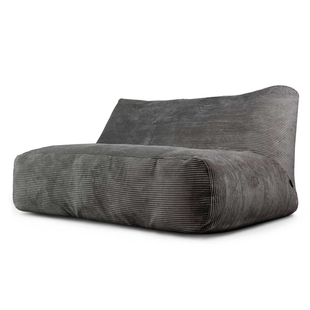 Pouf Canapé 3 places en Velours Côtelé Gris Anthracite