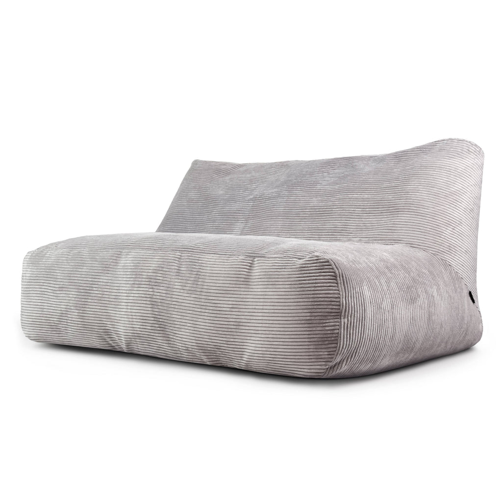 Pouf Canapé 3 places en Velours Côtelé Gris Perle
