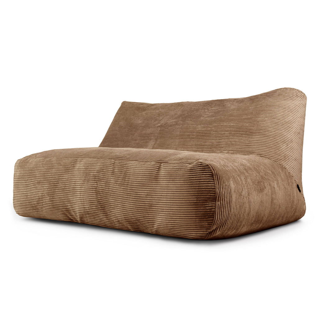 Pouf Canapé 3 places en Velours Côtelé Marron Noisette