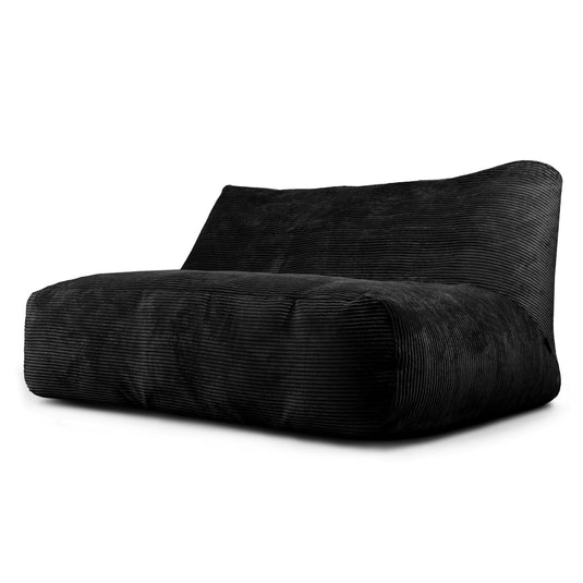 Pouf Canapé 3 places en Velours Côtelé Noir Profond