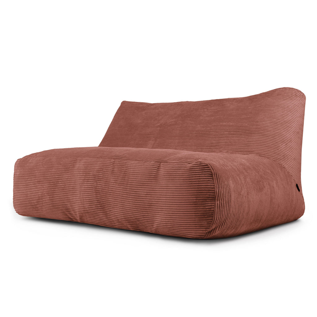 Pouf Canapé 3 places en Velours Côtelé Rose Taupe