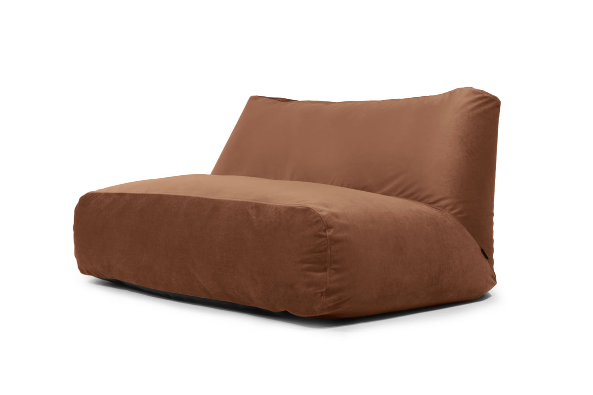 Pouf Canapé 3 places en Velours Marron Café