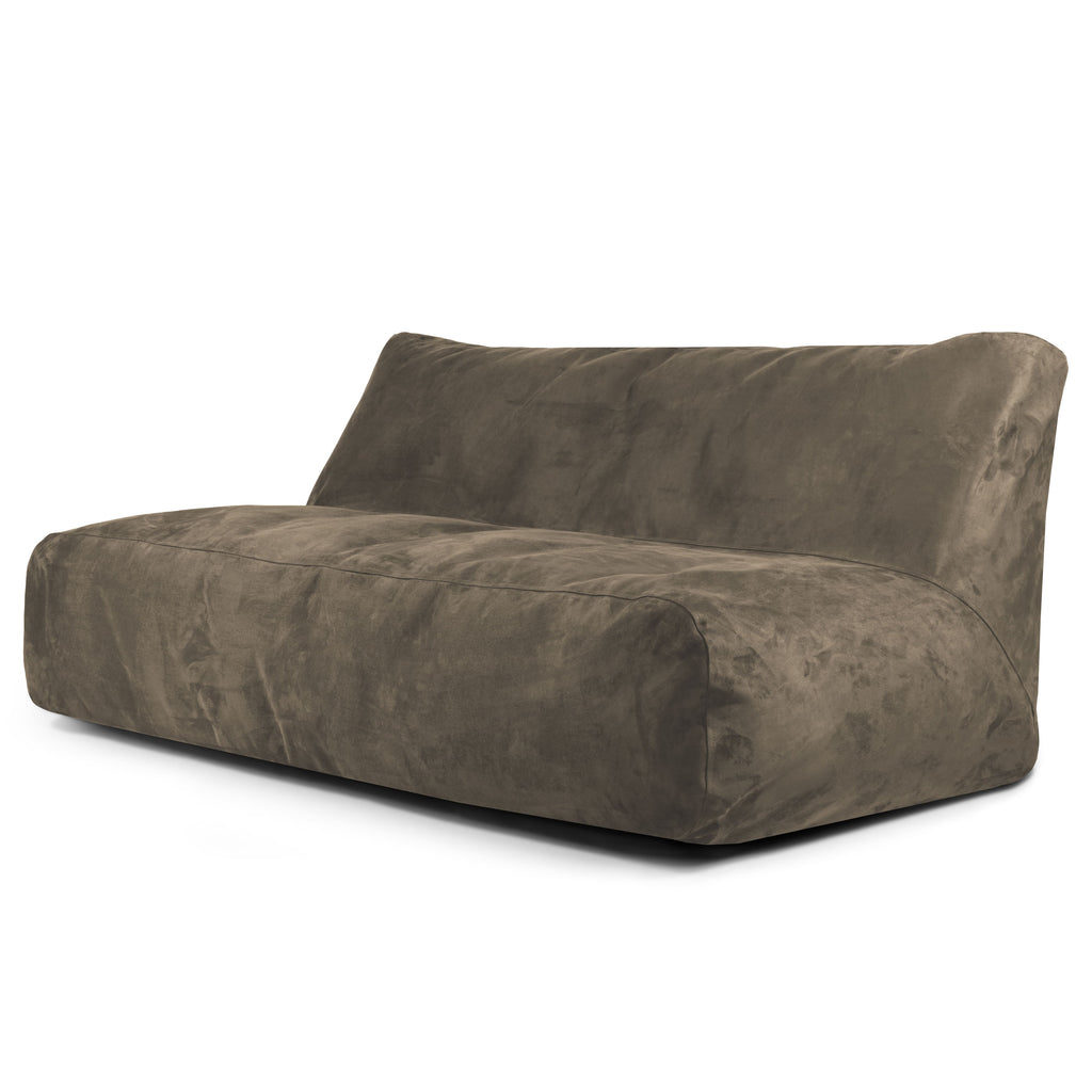 Pouf Canapé 4 places en Suede Marron Chocolat