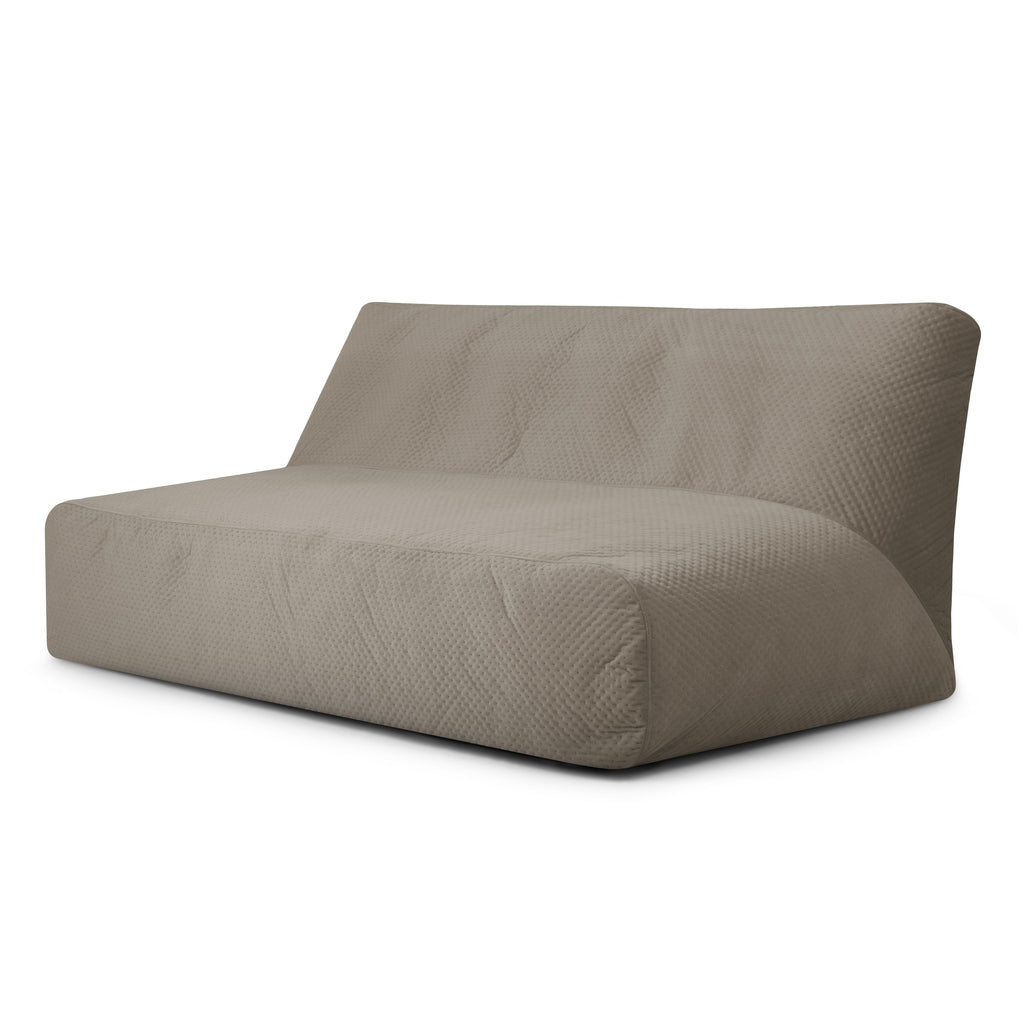 Pouf Canapé 4 places en Velours Capitonné Marron Taupe